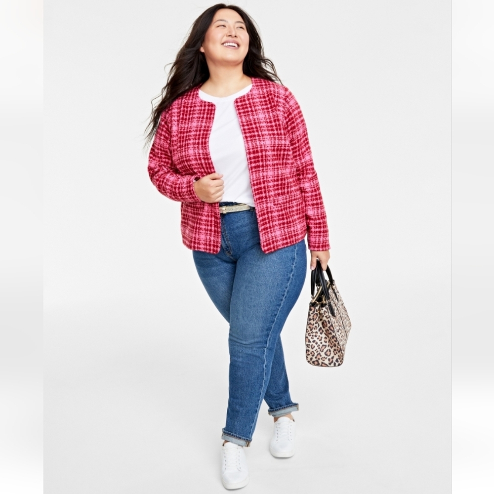 Women's Red Plaid Blazer